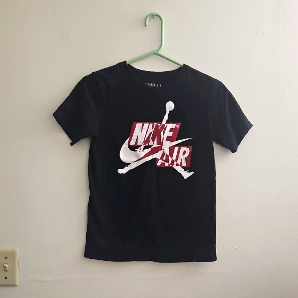 Youth Large Nike Air Black Tee with Red and White Logo